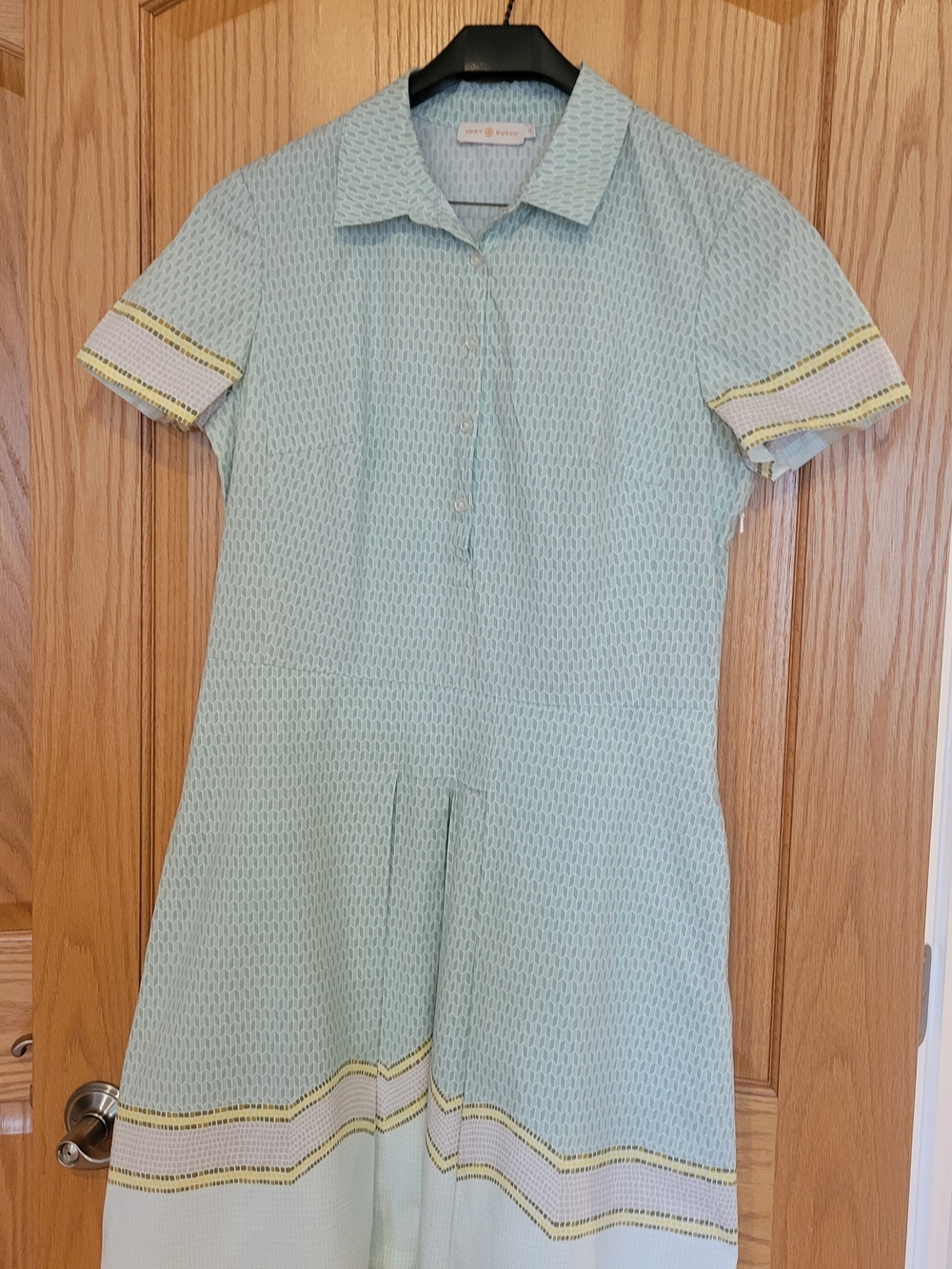 Tory Burch Emmy Shirtdress Mint Green Sz 14 Coastal Classic Garden Party Mod